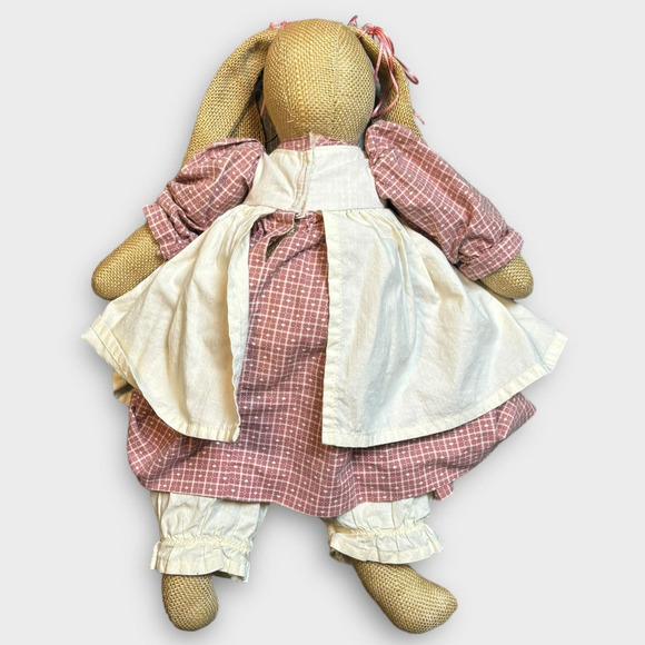 Vintage Handmade Easter Bunnies Rabbits Animals Primitive Country With Dress - Picture 9 of 13